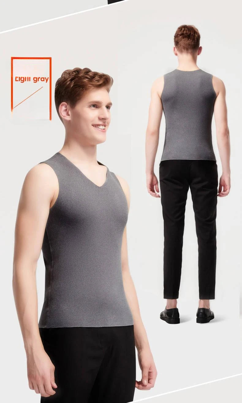 Ropa interior para hombre 37 °   Chaleco sin costuras de terciopelo de fibra calefactora para hombre, camisa de fondo cálida y delgada de invierno, ropa interior térmica de velocidad para hombre