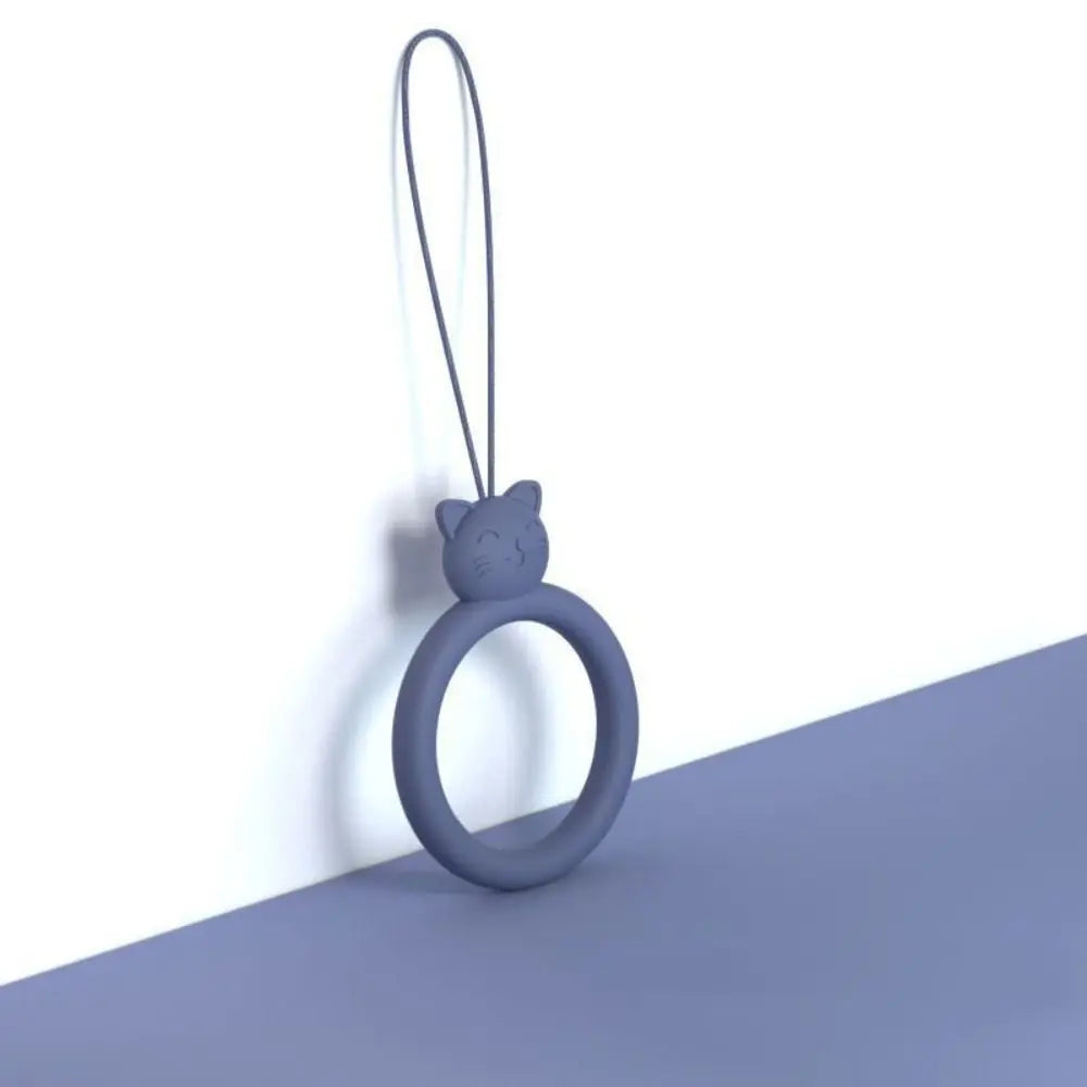 Cordón de anillo de silicona con forma de gato para teléfono móvil, colgante corto de dibujos animados, disco en U creativo, novedad
