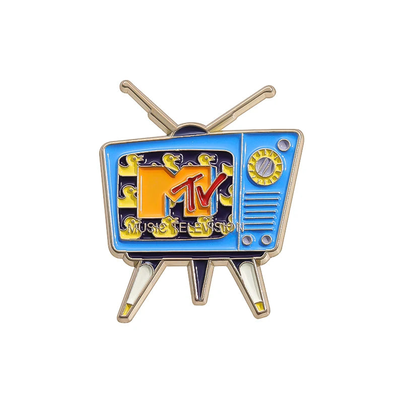 Alfileres esmaltados de televisión Retro creativos, broches de Metal Vintage de dibujos animados divertidos de los años 80, insignia de solapa para mochila, regalo de joyería para amigos