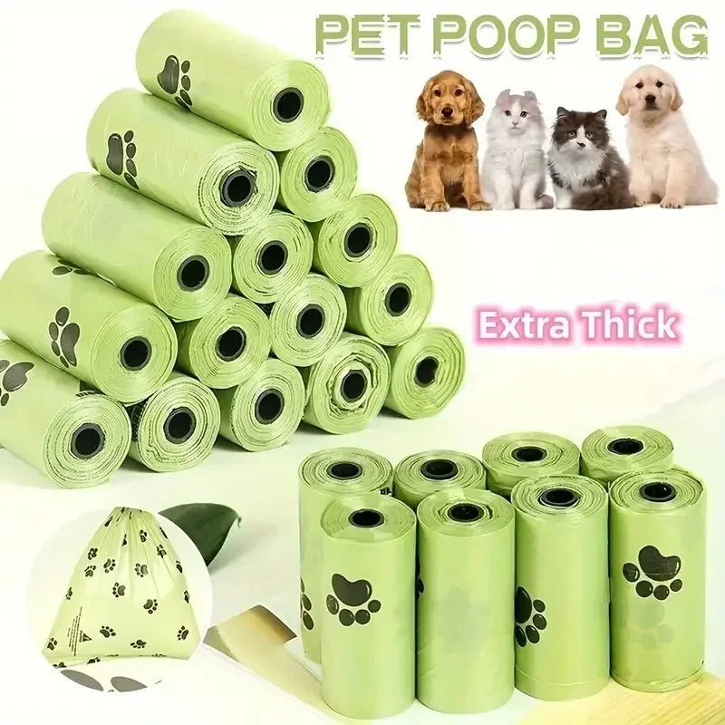 30/600 Uds bolsas para excrementos de perros para perros bolsas grandes para residuos de gatos perrito al aire libre limpieza del hogar bolsa de basura suministros para mascotas 15 bolsas/rollo