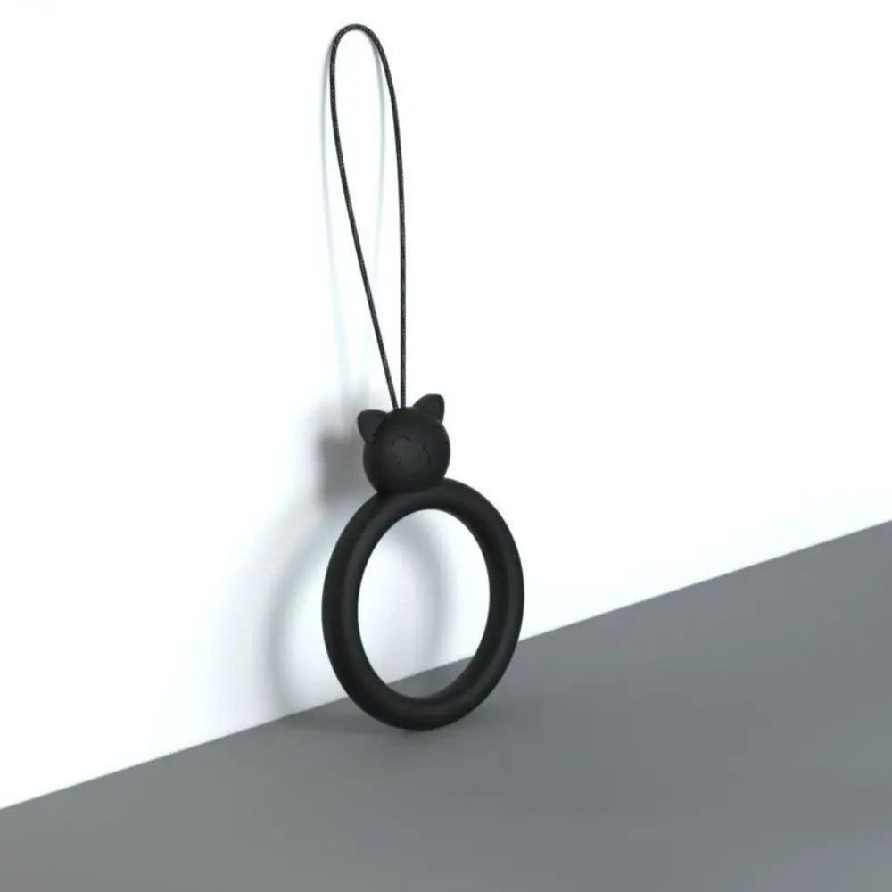 Cordón de anillo de silicona con forma de gato para teléfono móvil, colgante corto de dibujos animados, disco en U creativo, novedad