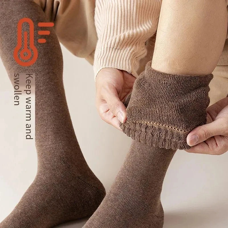 Calcetines largos hasta la rodilla de invierno para hombre, medias de lana que mantienen el calor más largas, calcetines de compresión de felpa para invierno, cubierta gruesa de algodón, regalo Sokken para pantorrilla