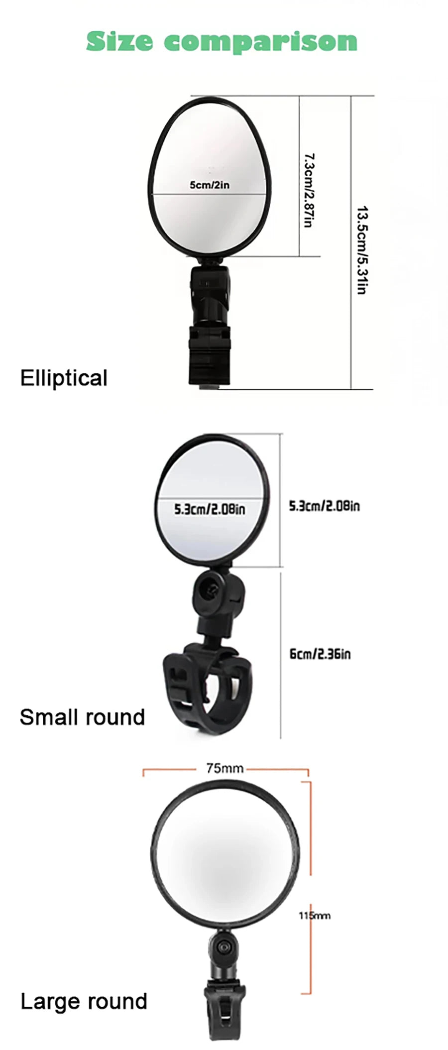 Espejo retrovisor para bicicleta, espejos retrovisores universales giratorios ajustables de 360 grados para manillar de ciclismo, para bicicleta de montaña y carretera, 1/2 Uds.
