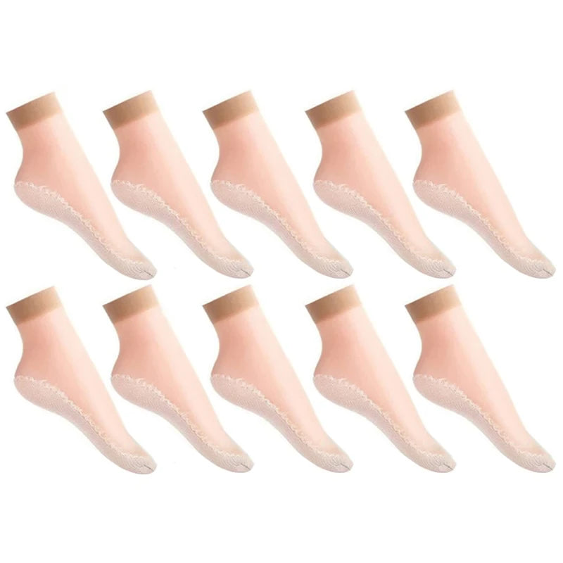 Calcetines transpirables ultrafinos para mujer, medias suaves, informales, ligeras, transparentes, para primavera y verano, 10 pares，calcetines dedos，calcetin mujer，calcetines dedos separados para mujer