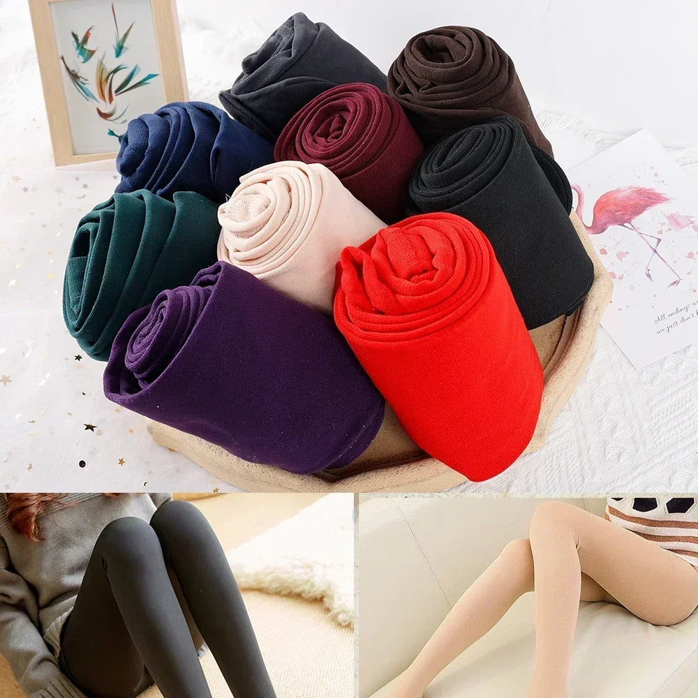 Medias térmicas de invierno para mujer, pantimedias de terciopelo transparente con forro polar, mallas gruesas y cálidas con capa interior de felpa