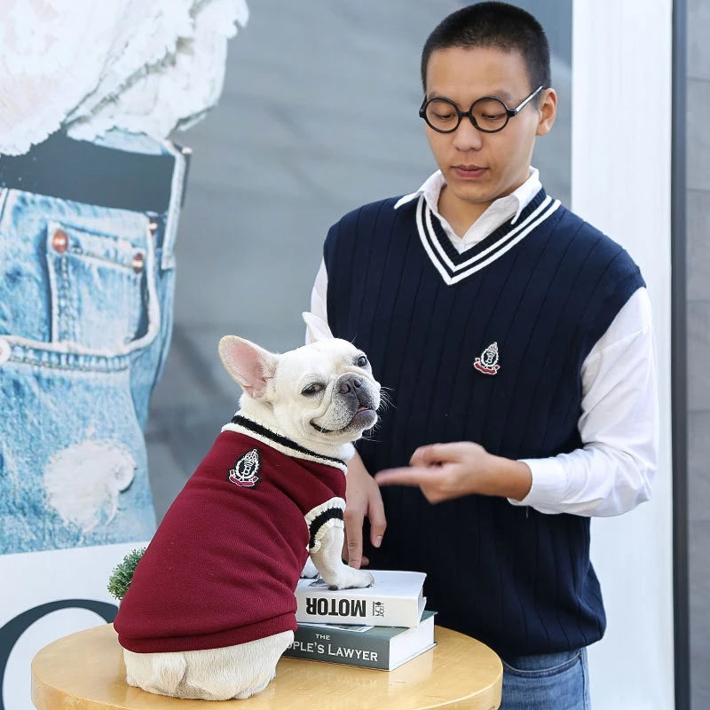 Suéter de moda para perros, ropa cálida de invierno para perros pequeños y medianos, suéter para gatos de estilo universitario, jersey para cachorros, ropa para perros Chihuahua