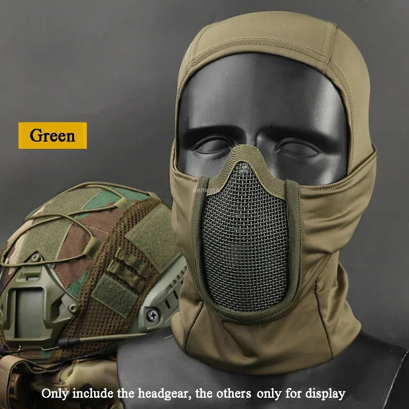Pasamontañas Táctico de Malla para Airsoft y Paintball, Cubre Rostro Completo, Estilo Ninja, Capucha Metálica de Acero, Diseño Plegable