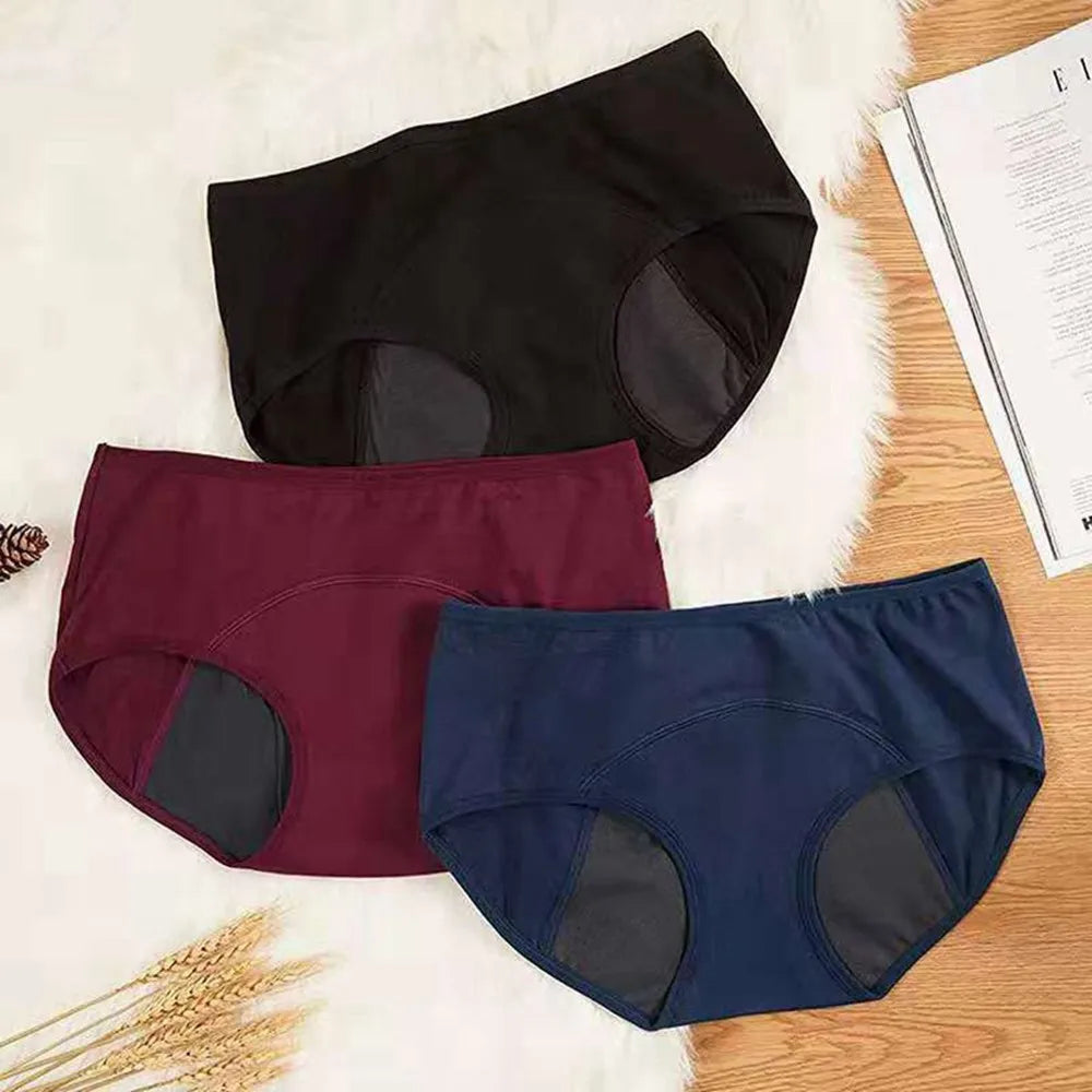 Bragas menstruales muy abundantes para mujer, calzoncillos de algodón transpirables, ropa interior fisiológica de cintura baja para mujer