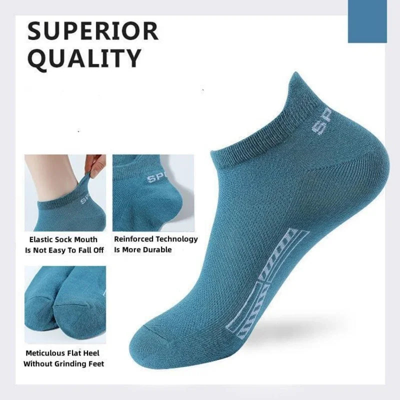 5 pares de calcetines tobilleros de alta calidad para hombre, calcetines deportivos de algodón transpirables, calcetines de malla informales atléticos de verano de corte fino corto Sokken talla 38-45