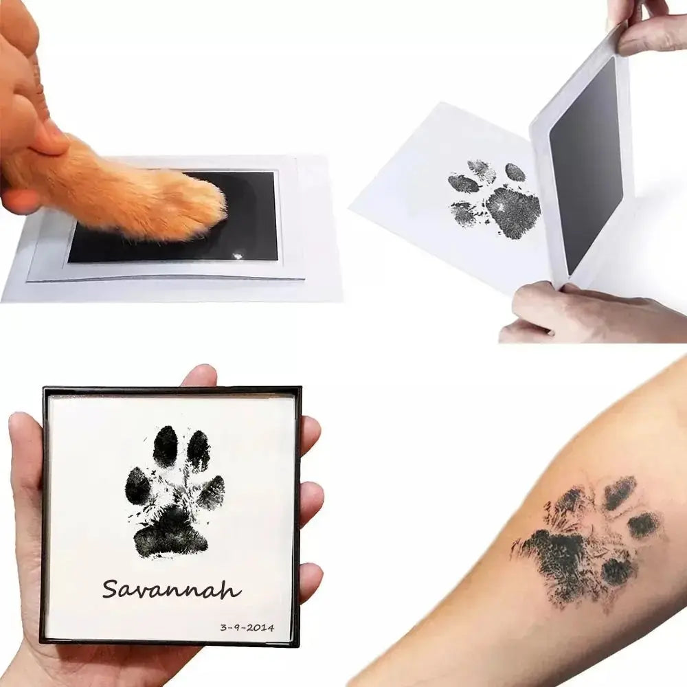 Almohadilla de tinta táctil limpia con estampado de pata, recuerdo de propietario de Mascota de perro o gato, Kit de fabricación de impresión DIY de nariz sin tinta y Pawprint