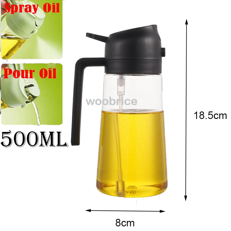 Dispensador de aceite en aerosol 2 en 1 para cocina, pulverizador de aceite o solo cepillo pulverizador para freír al aire, ensaladas, asar, cocinar en la cocina