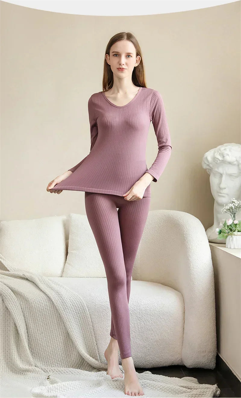 Ropa interior térmica cálida para mujer, ropa íntima Sexy para mujer, Calzoncillos largos con forma de mujer, ropa térmica moldeadora de cuello medio para mujer