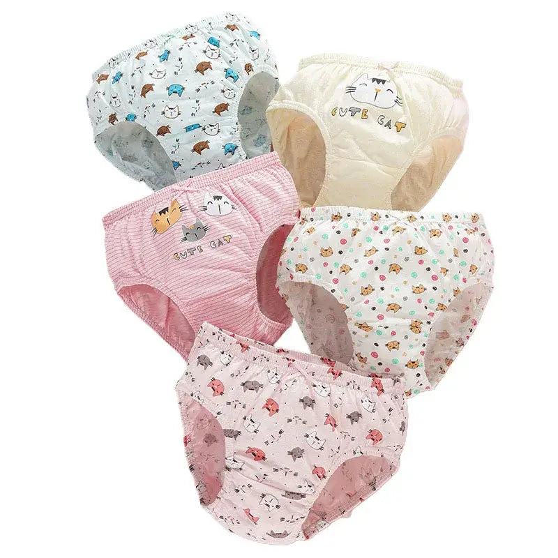 2/5/10 Uds bragas de algodón para niñas lindo gato unicornio Arco Iris varios patrones de dibujos animados calzoncillos para niñas ropa interior cómoda y suave para niños.