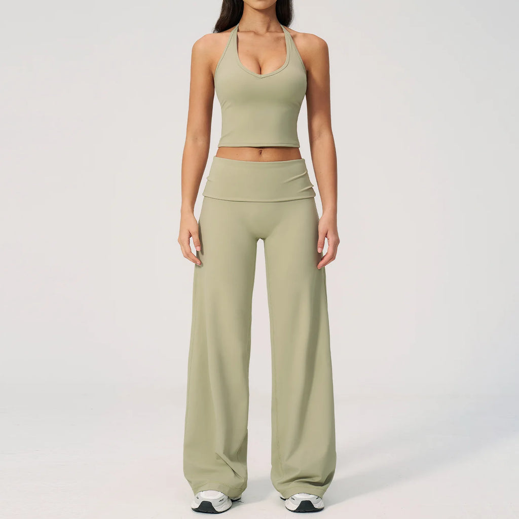 Conjunto Deportivo de Yoga para Mujer, Conjunto de Dos Piezas, Pantalones y Top, Traje Deportivo para Gimnasio, Yoga y Entrenamiento