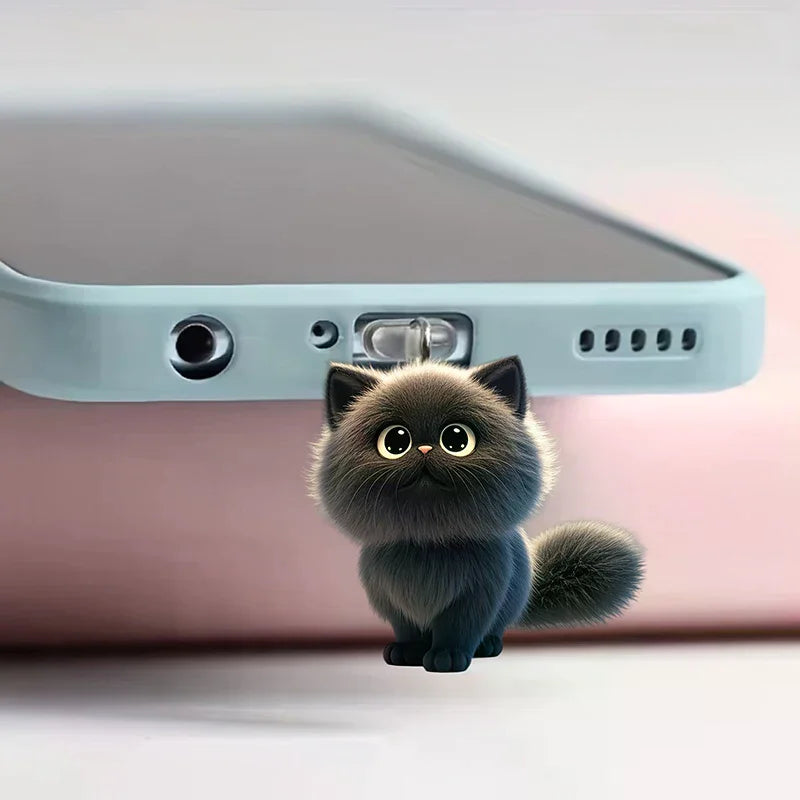 Colgante con tapón antipolvo para teléfono móvil, decoración para perros y gatos, colgante para puerto de carga tipo C, enchufe antipolvo