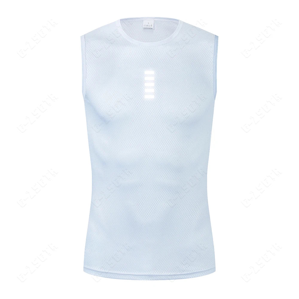 Capa Base de ciclismo, ropa interior reflectante, Jersey de ciclismo blanco, chaleco deportivo, camiseta interior para hombre, chaleco elástico de secado rápido, Jersey para bicicleta de carretera