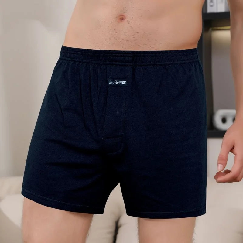 1 Uds. Ropa interior para hombre, pantalones Aro de algodón puro para dormir en casa, pantalones cortos holgados y transpirables de cintura alta para hombre, Boxers de cuatro esquinas