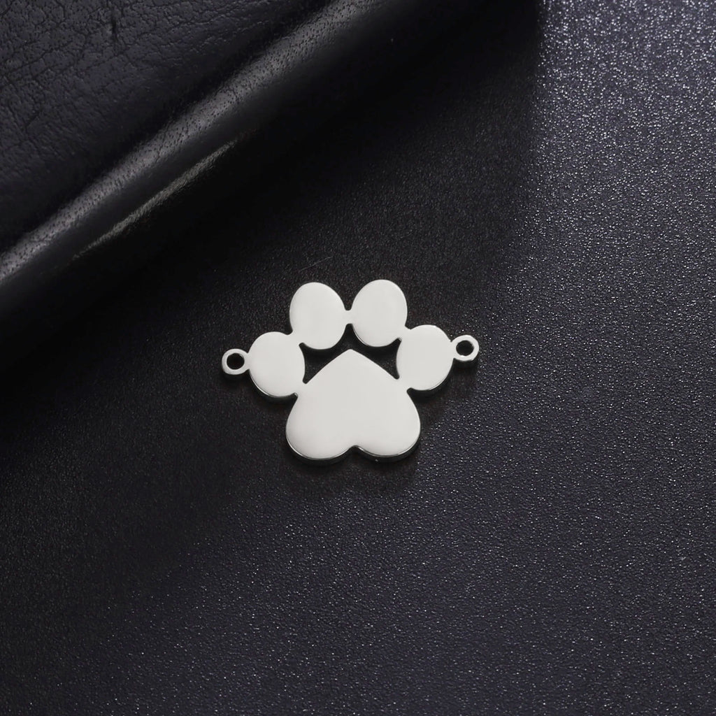 Cazador-abalorios con huella de pata de perro y gato, para fabricación de joyas, animales de acero inoxidable, 2 agujeros, colgantes DIY para pulsera y collar 2026