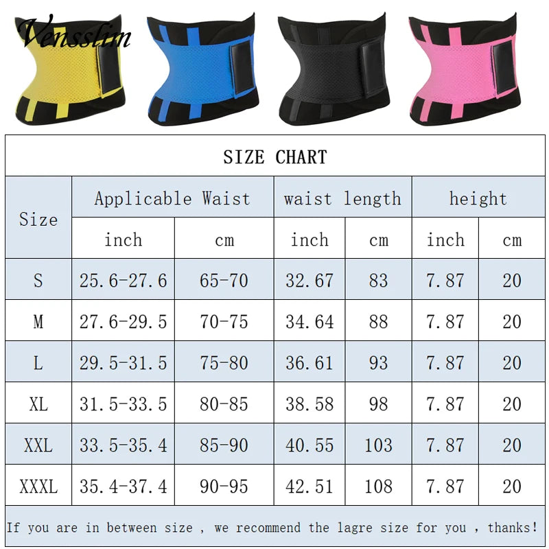 Vensslim mujeres Sauna sudor Abdomen recortador cinturón cintura entrenador adelgazante cuerpo Shaper corsé entrenamiento vientre delgado quemador de grasa fajas