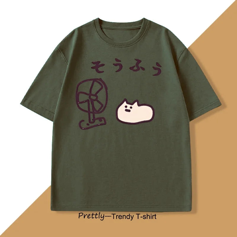 Camiseta de estilo japonés para hombre y mujer, camiseta divertida de manga corta de algodón, camisetas gráficas, ropa de calle de verano, camisetas estampadas