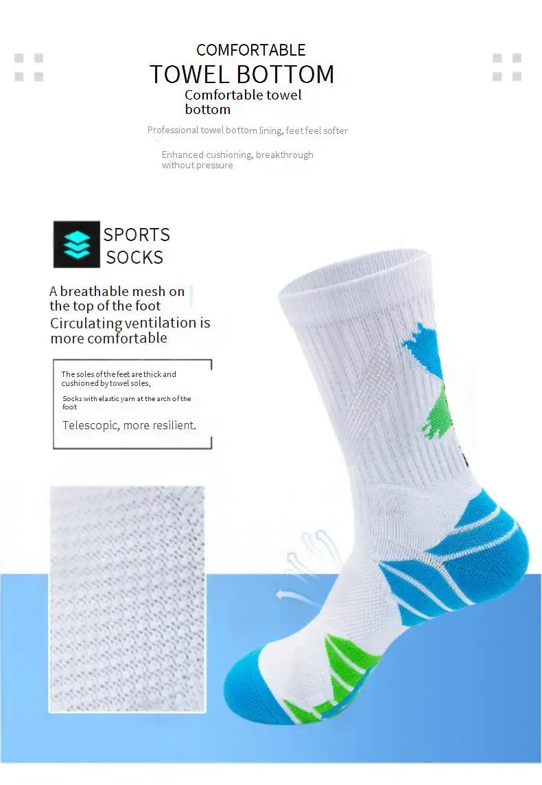 Calcetines deportivos profesionales para hombre, medias de tubo alto, con fondo grueso, absorbente de golpes, contraste de Color, Elite, 1 par