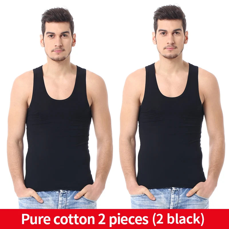 Chaleco fino de algodón para las cuatro estaciones de color sólido para hombre, sudadera informal y cómoda del Joker, chaleco ajustado para ejercicio físico