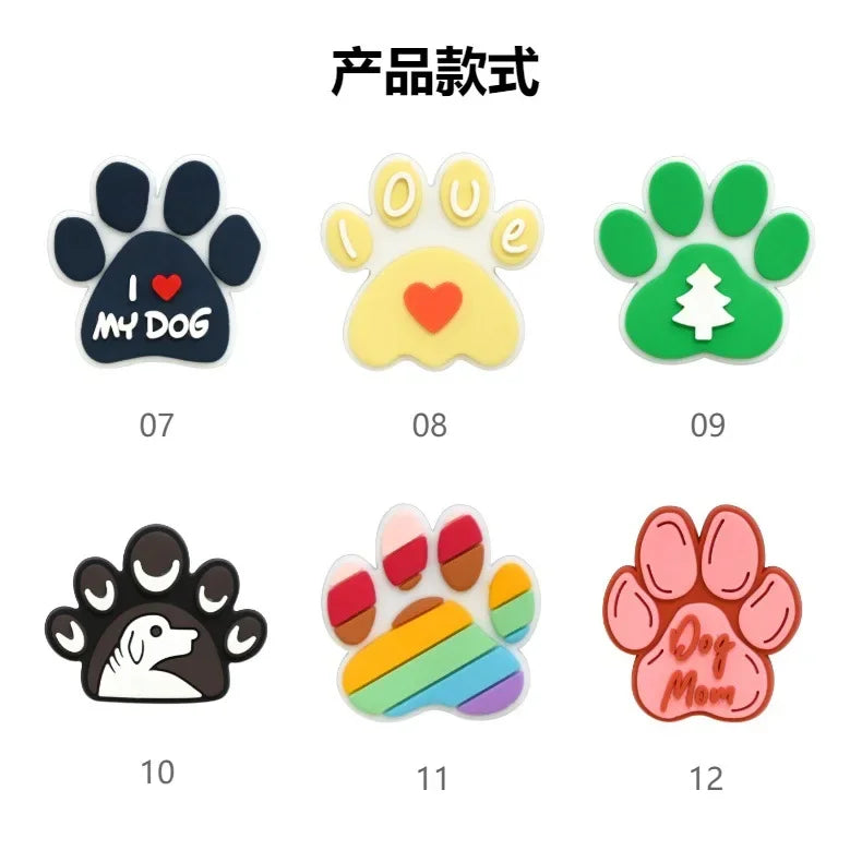 Bonita huella de pata de perro de dibujos animados, 2 uds., hebillas de PVC para zapatos, dijes, accesorios, decoraciones para zuecos, pulseras de zapatillas, regalo de fiesta DIY para niños
