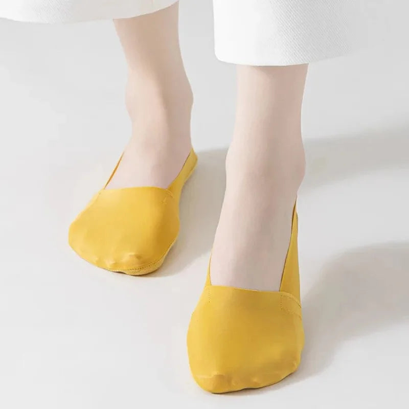 5 pares de calcetines para mujer, transpirables, invisibles, de silicona, antideslizantes, de color sólido, calcetines tipo barco, cómodos, de alta calidad, invisibles, ultrafinos