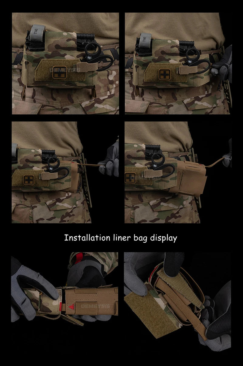 Bolsa táctica de primeros auxilios médicos, bolsas compactas para traumatismos al aire libre, IFAK para caza, chaleco Airsoft, portador de placa