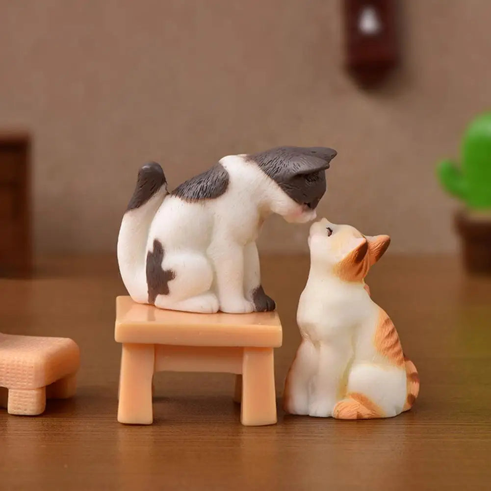 Mini adorno de gato Kawaii, estatua de gatito de jardín, regalo para niños, miniaturas, familia de gatos, figuritas decorativas, artesanías de gatos bonitos