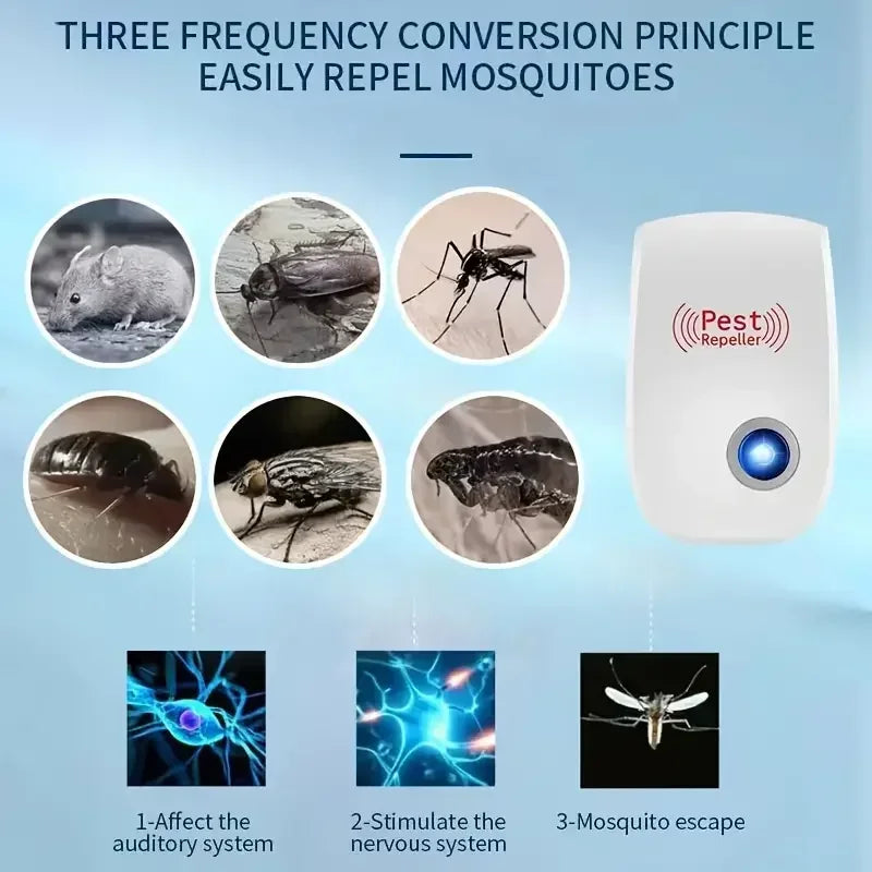 Repelente ultrasónico de plagas enchufable - Control efectivo de insectos para interiores para mosquitos, ratones, arañas, hormigas y cucarachas - Paja infantil