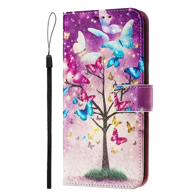 13 Funda de teléfono de cuero para iPhone 13 12 Mini 11 Pro 13Pro 12Pro Max 11Pro Coque Flip Cover Wallet fundas pintadas magnéticas gato oso