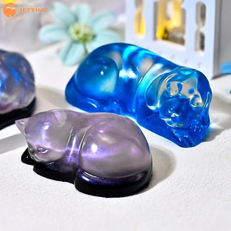 1 unidad Molde de silicona con diseño de gato y perro durmiendo, Serie Mascotas DIY, para velas, aromas, yeso, resina, decoración de tartas de mousse y repostería