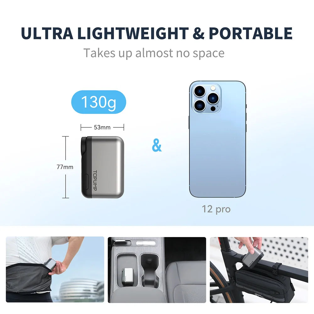 TOPUMP TB2 PRO Mini bomba eléctrica portátil para bicicleta Inflador de neumáticos inalámbrico 120PSI Max 450mAh batería con pantalla de carga rápida
