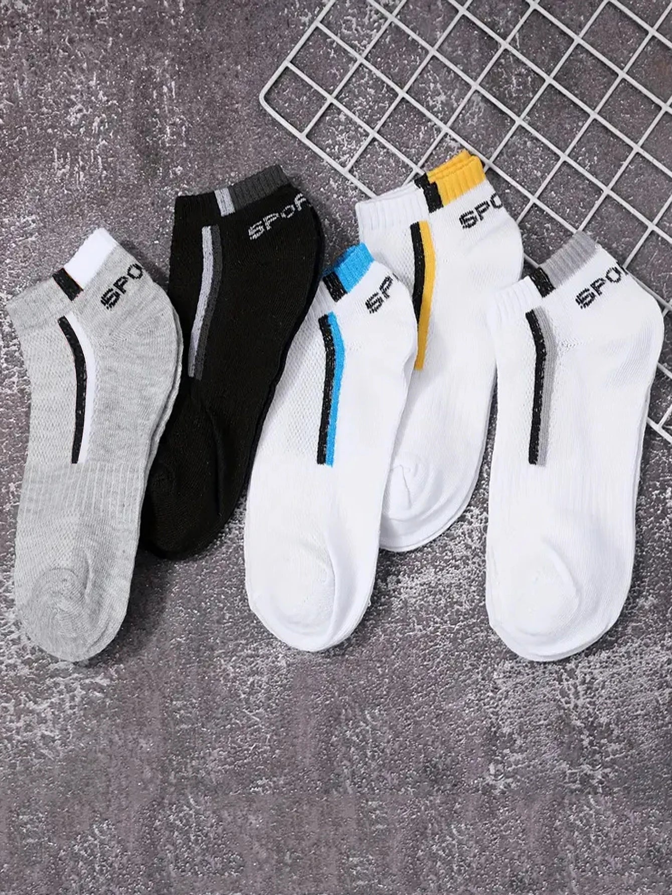 30 pares de calcetines de hombre de malla transpirable calcetines cortos casuales Color-block calcetines deportivos calcetines deportivos absorben el sudor tobillo