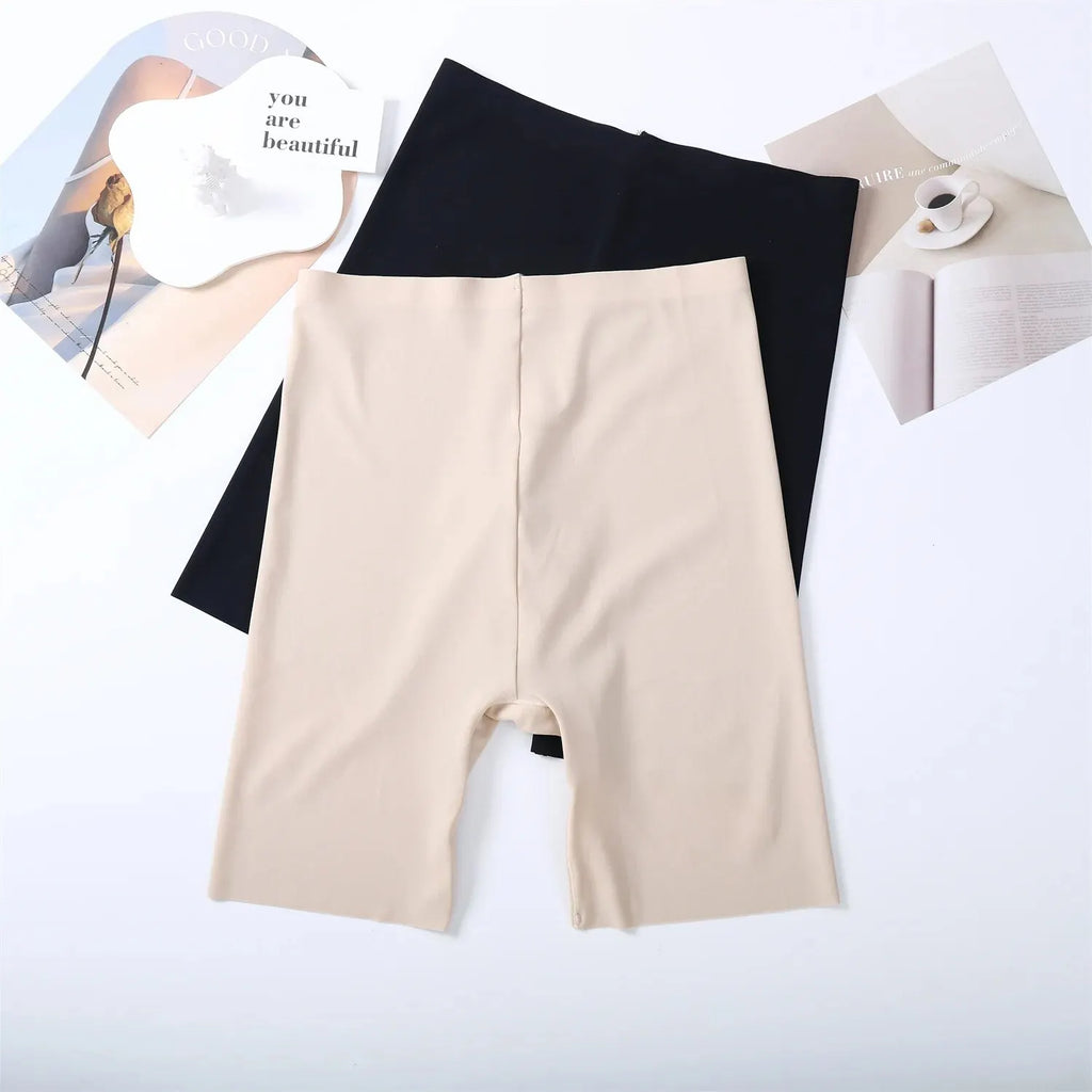 Pantalones cortos de cintura alta sin costuras para mujer, ropa interior deportiva, Bóxer, Control de barriga, elevación de cadera, seda de hielo, seguridad