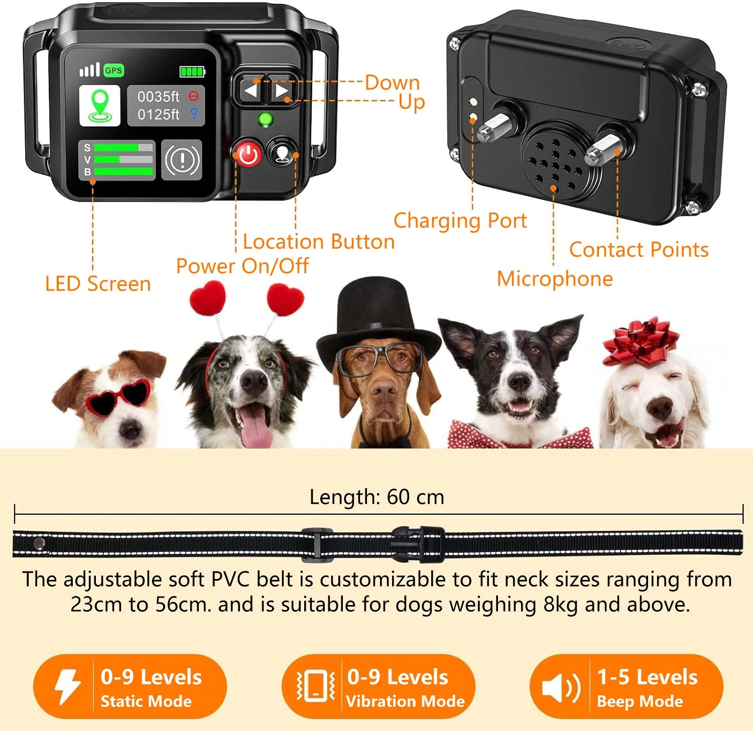 Valla electrónica inalámbrica GPS para mascotas, valla para perros y tapón para ladridos, entrenador para perros, Collar de descarga eléctrica para entrenamiento, actualización 2025