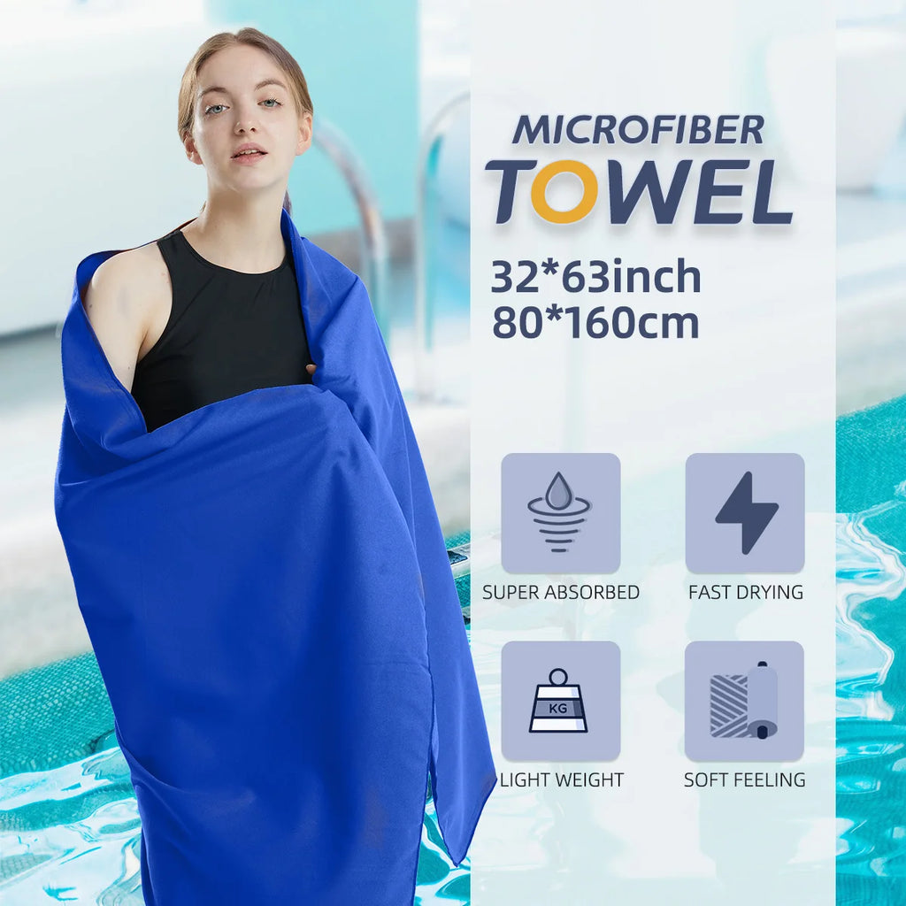 Toalla de microfibra de secado rápido, toalla de viaje, toalla deportiva, toalla de playa a prueba de arena, toalla ligera suave para nadar, Yoga, gimnasio