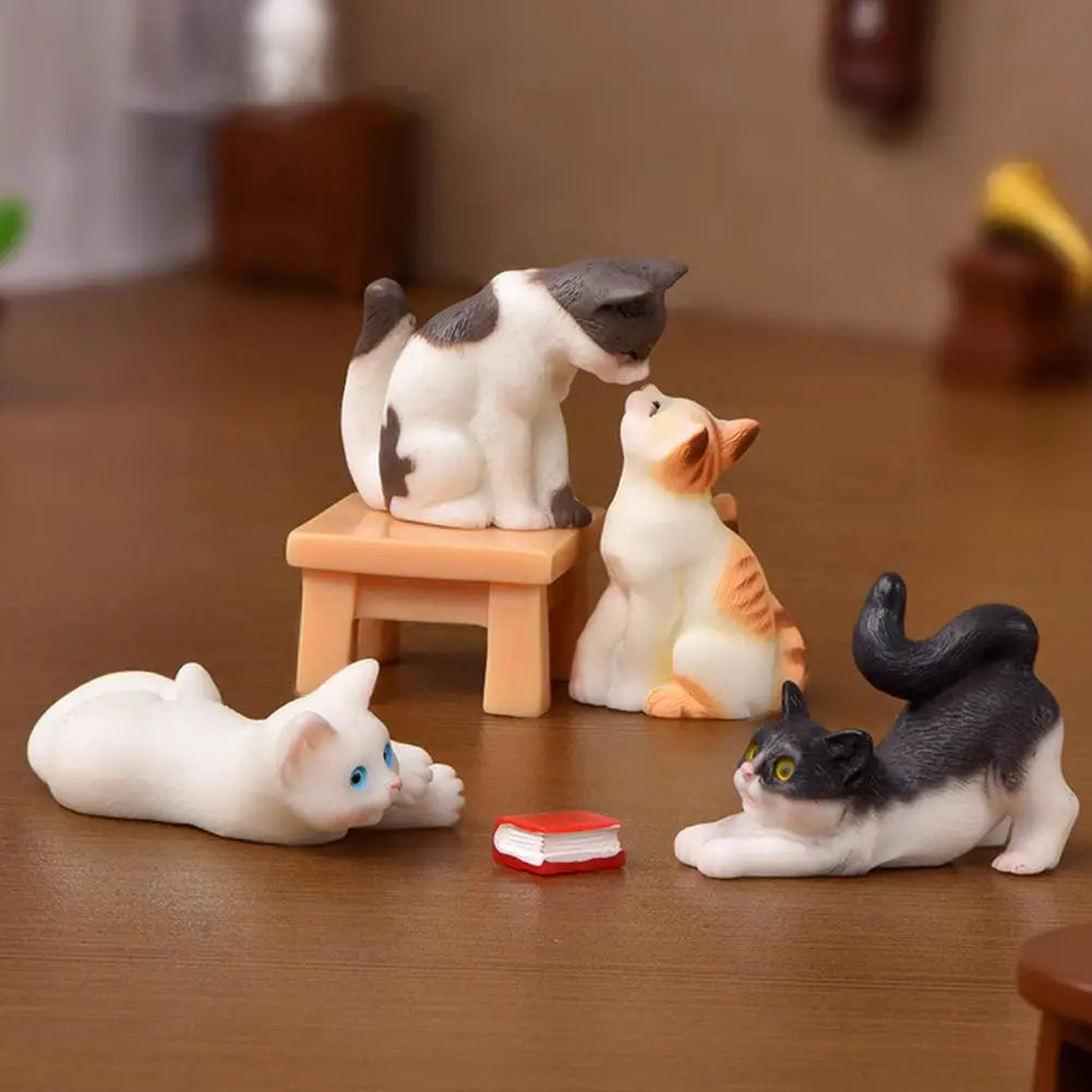 Mini adorno de gato Kawaii, estatua de gatito de jardín, regalo para niños, miniaturas, familia de gatos, figuritas decorativas, artesanías de gatos bonitos