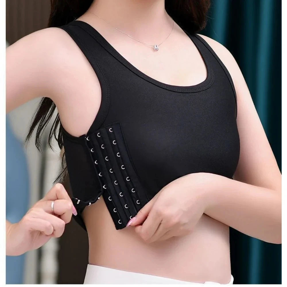 Carpeta de pecho transpirable para mujer, chaleco corto con hebilla lateral, Tops, carpeta de pecho, ropa interior, camisetas sin mangas, vendaje envolvente para el pecho inalámbrico