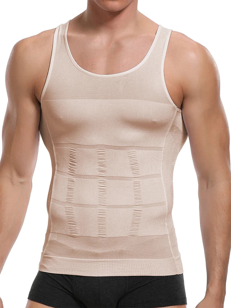 Chaleco moldeador de cuerpo adelgazante para hombre, camisa Abs para Abdomen, entrenamiento de gimnasio delgado, Control de barriga, camiseta sin mangas de compresión, ropa moldeadora sin mangas