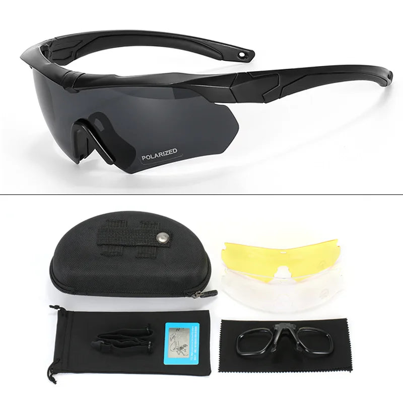 Gafas tácticas CS Airsoft gafas de tiro a prueba de viento HD 3 lentes Motocross motocicleta montañismo gafas seguras