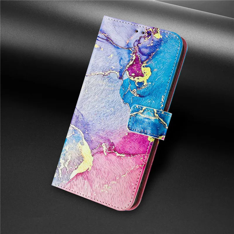 13 Funda de teléfono de cuero para iPhone 13 12 Mini 11 Pro 13Pro 12Pro Max 11Pro Coque Flip Cover Wallet fundas pintadas magnéticas gato oso