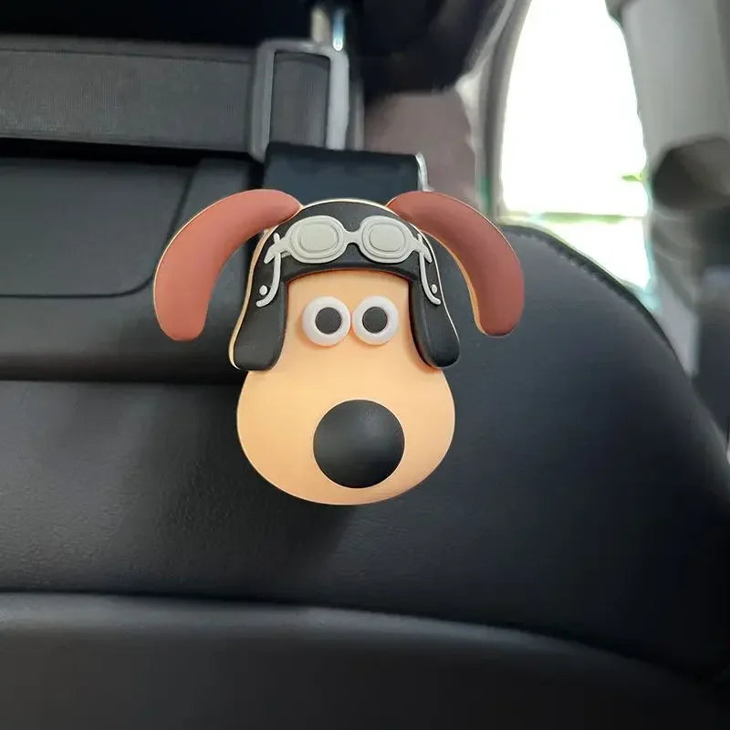 Gancho trasero para asiento de coche con cabeza de perro, decoración tridimensional 3D para asiento trasero de coche, accesorios decorativos para Interior