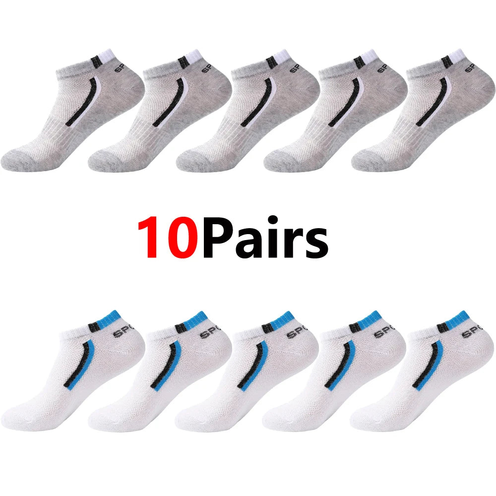 30 pares de calcetines de hombre de malla transpirable calcetines cortos casuales Color-block calcetines deportivos calcetines deportivos absorben el sudor tobillo