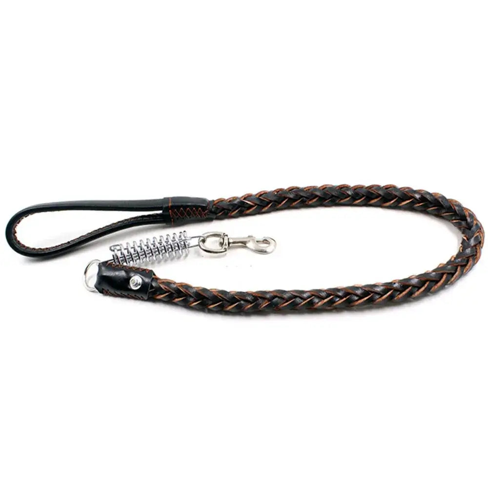Correa de cuero para perros grandes duradera, trenzada, resistente y sin amortiguador, perfecta para entrenar perros.