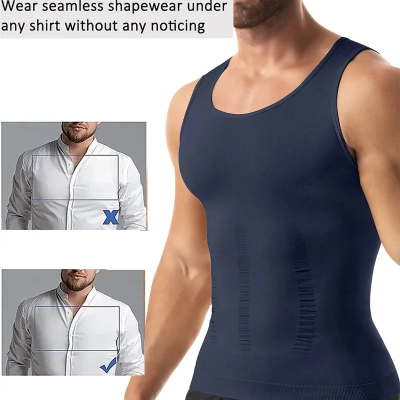 Camiseta de Compresión para Hombre, Chaleco Moldeador, Ropa Interior Reductora, Camiseta sin Mangas