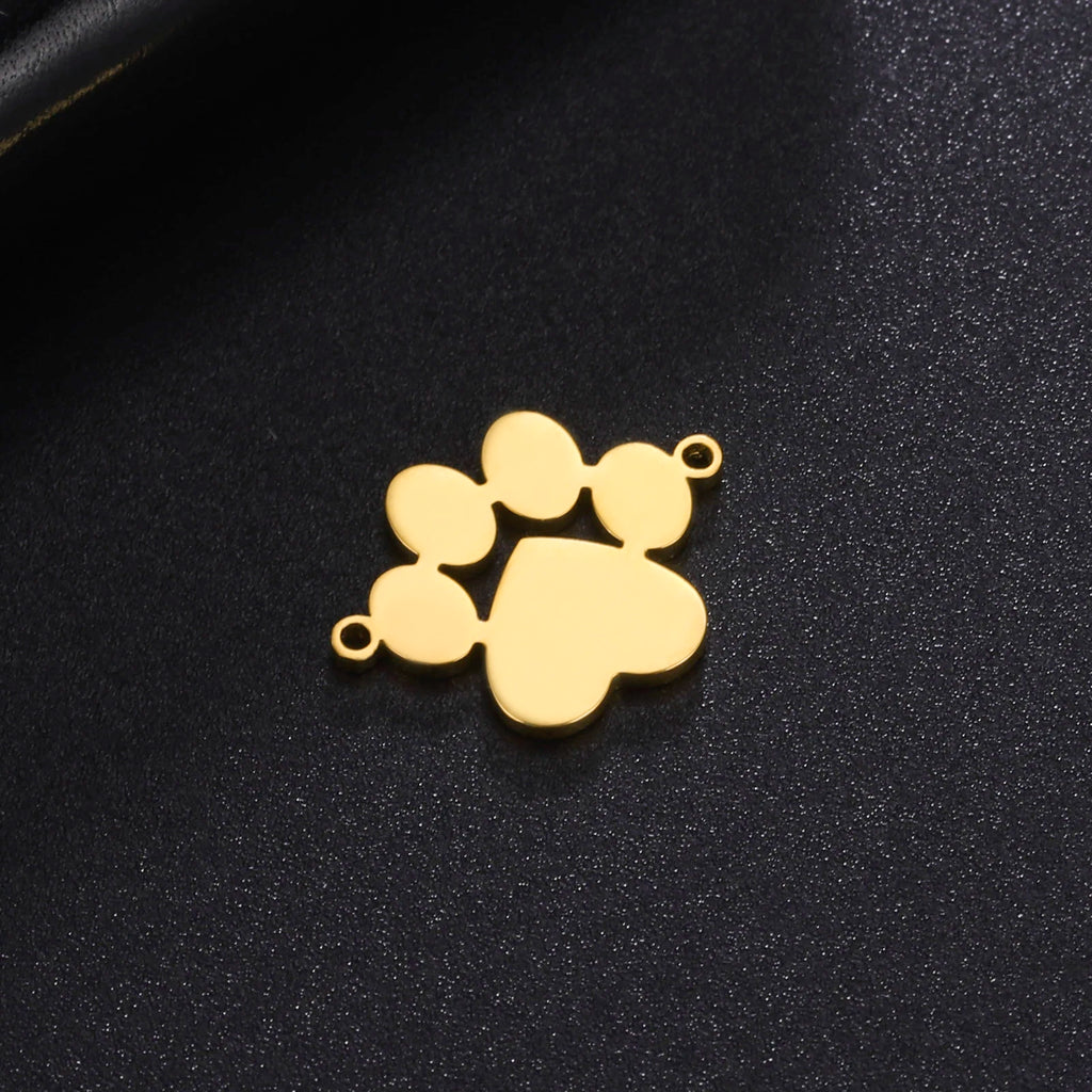 Cazador-abalorios con huella de pata de perro y gato, para fabricación de joyas, animales de acero inoxidable, 2 agujeros, colgantes DIY para pulsera y collar 2026