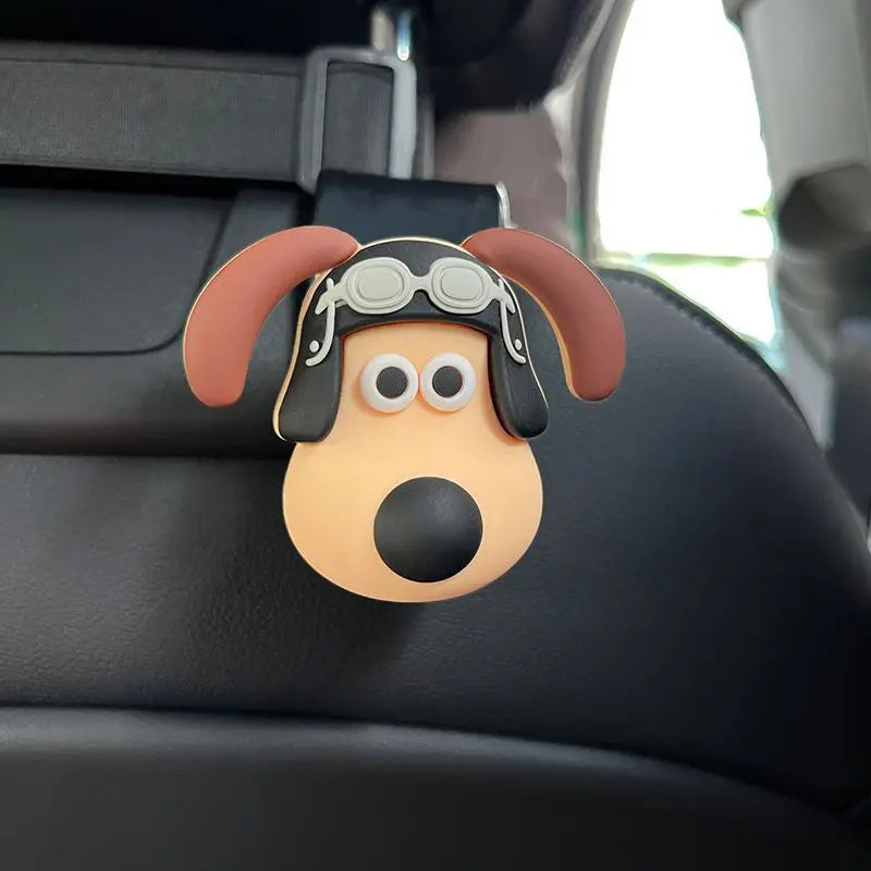 Gancho trasero para asiento de coche con cabeza de perro, decoración tridimensional 3D para asiento trasero de coche, accesorios decorativos para Interior