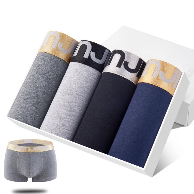 Calzoncillos de algodón para hombre, ropa interior Sexy, transpirable, de marca, 4 piezas